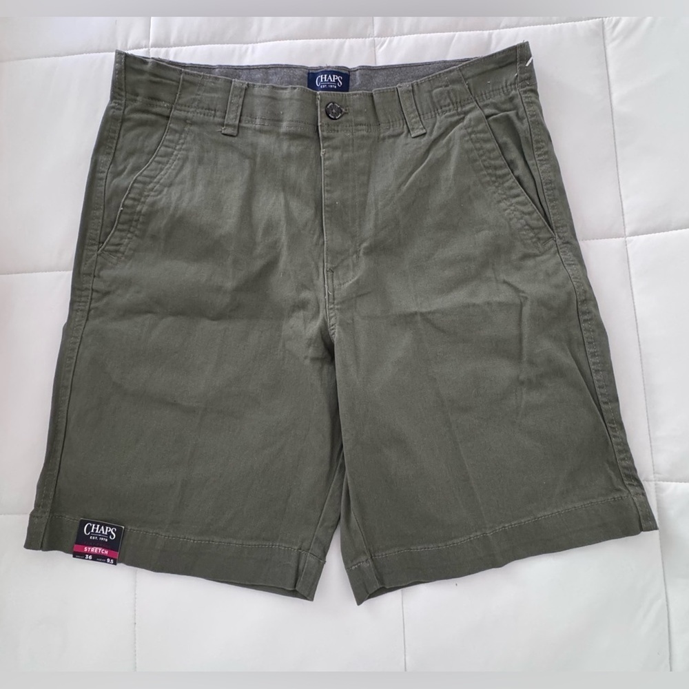 Chaps Men's Khaki Green Flat Front Shorts
